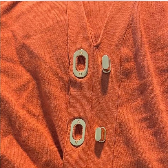 Skies Are Blue Rust Zip-Up Sweater Top | Gold Toggle Buttons | Size M - Picture 3 of 5